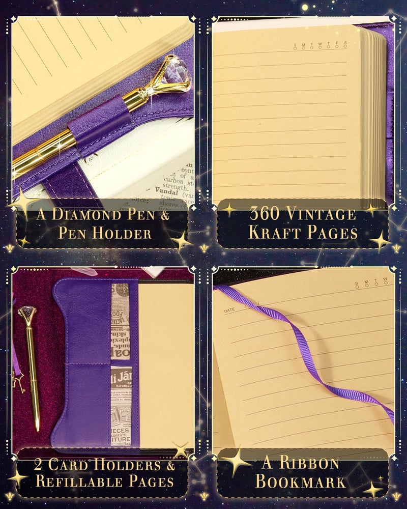 hi!SCI Diary with Lock and Keys for Girls and Women, Locking Diary for Gift Ideas with Gift Box and Pen and Bookmark, Journal for Women with 360 Kraft Pages, B6 Refillable Notebook with Lock for Writing (Deep Royal Purple) - Image 4